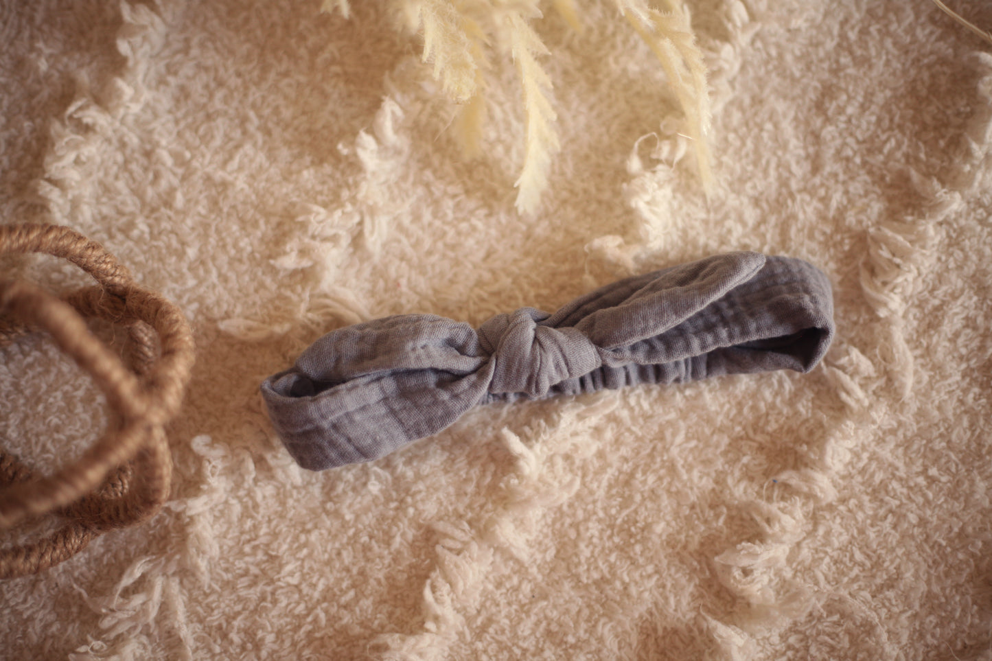 Muslin Tie Headband in Stormy Sky