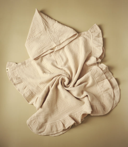 Ruffle Poncho Towel in Beige